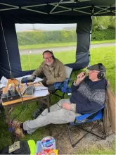 Members looking at test equipment